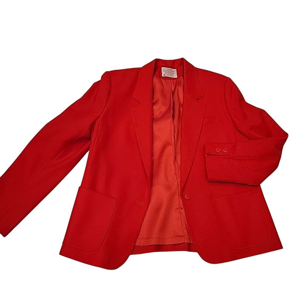 Vintage Pendleton Blazer Jacket Womens 10 Petite 100% Virgin Wool Red